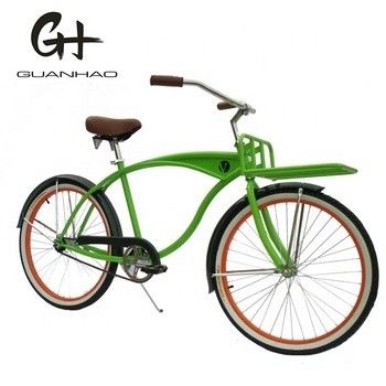 26 ιντσών λευκό τοίχωμα Custom Men's Beach Cruiser Bike με λογότυπο και πλαστικό πεντάλ 15KG