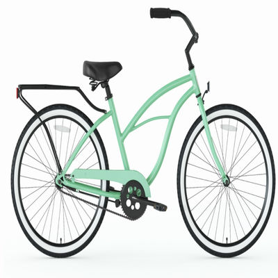 Mint Green Ladies Low Step Sports Υβριδικό ποδήλατο Γυναίκες Single Speed Comfort Beach Cruiser Bike 26 ίντσες