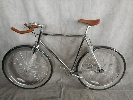 Κλασικό 700Cx28C Vintage Chrome Fixed Gear Bike 58cm Μονό ταχύτητα Fixie ποδήλατο 13kg