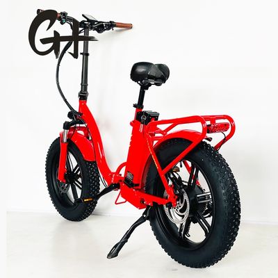 20 ίντσες παχύ ελαστικό Ebike πιο ισχυρό κόκκινο χρώμα αναδιπλούμενο ηλεκτρικό ποδήλατο με κράμα στέλεχος