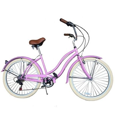 ΗΠΑ Έκανε 26&quot; 7 Speed Shimano Hi-Ten Steel Frame Beach Cruiser ποδήλατο για γυναίκες και κορίτσια