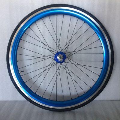 43mm Ανωδικοποιημένο Μπλε Flip Flop Fixed Gear Road Bike Wheel Set με πολύχρωμες ακτίνες