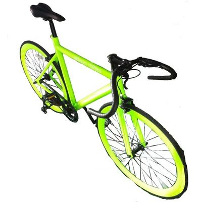 Χρώμα 700C Πράσινο μονό ταχύτητα Fixie Gear Bike με Neon Nights Λάμψη λάμψη στο σκοτάδι