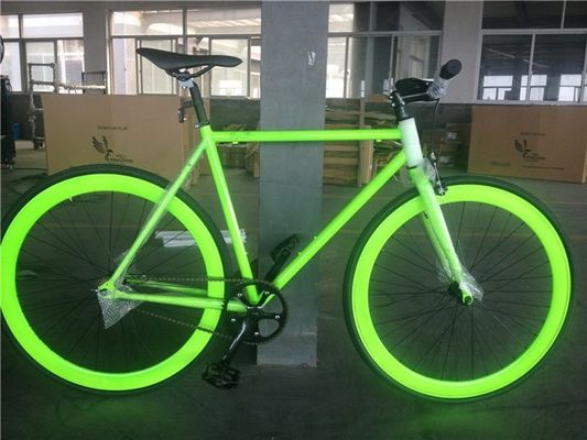 Χρώμα 700C Πράσινο μονό ταχύτητα Fixie Gear Bike με Neon Nights Λάμψη λάμψη στο σκοτάδι