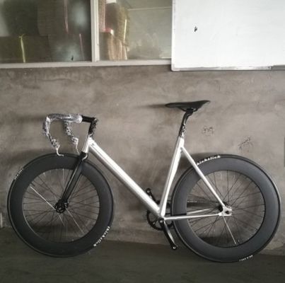 700C CE OEM 7005 Αλουμινίου Σύνθετο Gear Μία ταχύτητα Ενήλικας 80MM Rim Carbon Fork Track Bike