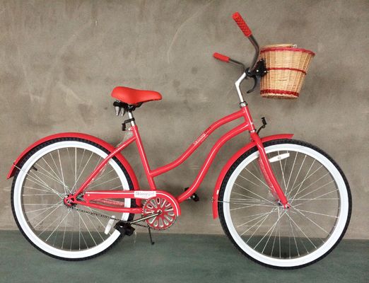 26 ιντσών γυναικεία ποδήλατο Step Thru Beach Cruiser με μονοκίνητα γρανάζια και αλουμινένιες ρόδες