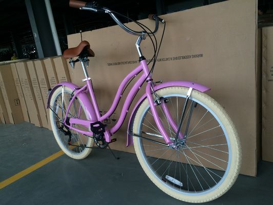 Δέκα χάλυβα πλαίσιο 26 ιντσών Shimano 7 ταχύτητες OEM λογότυπο Ενήλικες γυναίκες Lady Beach Cruiser ποδήλατο