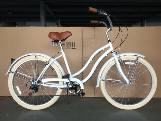 44Τ Κρανκσέτ 26*2,125&quot; Χρωματικό ελαστικό OEM ODM Shimano 7 ταχύτητες Lady Girl Beach Cruiser Bike
