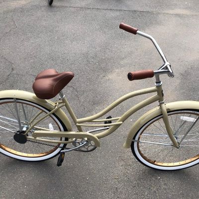 26&quot; InStock Beach Cruiser Bike με πολλαπλές ταχύτητες Ματ Μαύρο / Μαύρο Μαργαριτάρι / Μπεζ χρώμα 14KGS