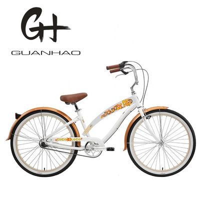 Όμορφη Γυναίκες Beach Cruiser ποδήλατο με εσωτερικό αυτοκόλλητο νερού 26 ιντσών 3 ταχύτητα OEM / ODM