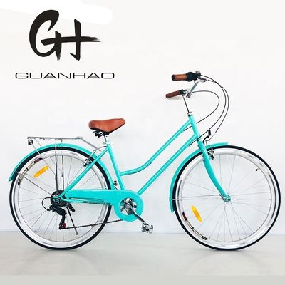 700C Hi-Ten Steel Frame USA OEM Γυναικεία ποδήλατο πόλης με 7 ταχύτητες και πέλματα από κράμα αλουμινίου