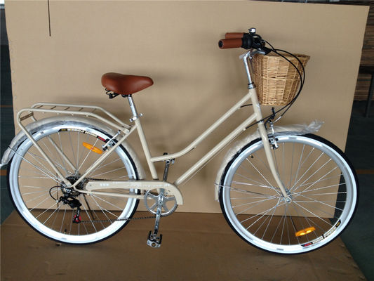 Βίντεζ Lady Bike με καλάθι κόκκινο χρώμα χαμηλό βήμα μέσω υβριδικού 5 ταχύτητας Comfort Cruiser