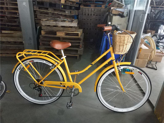 Βίντεζ Lady Bike με καλάθι κόκκινο χρώμα χαμηλό βήμα μέσω υβριδικού 5 ταχύτητας Comfort Cruiser