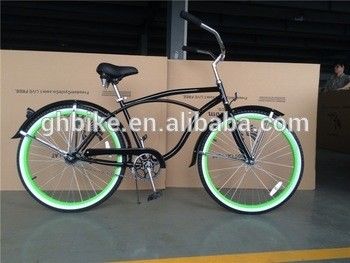 Πράσινο αλουμινίου κράμα Rim 26inch Cruiser ποδήλατο με χάλυβα υλικό πιρούνι και πράσινο χρώμα