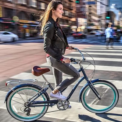 26 &quot; 500W OEM Προσαρμόστε CE 48V 14AG μπαταρία λιθίου 7 ταχύτητα PAS βήμα μέσω γυναικών Lady Girl Beach Cruiser ηλεκτρικό ποδήλατο