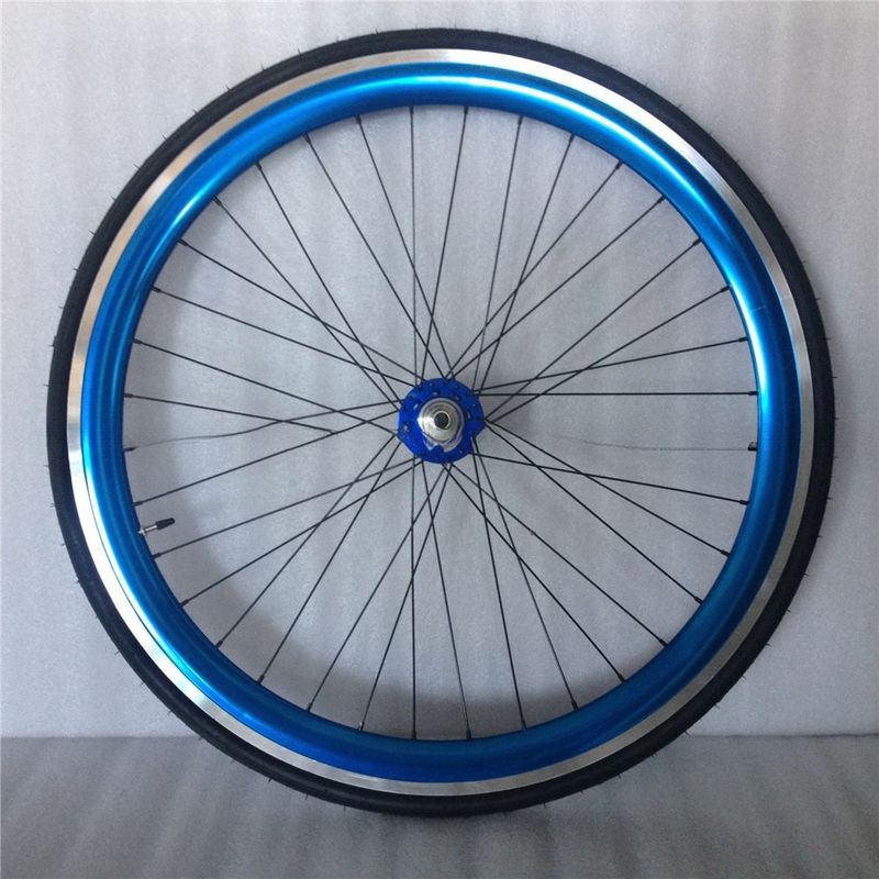 43mm Ανωδικοποιημένο Μπλε Flip Flop Fixed Gear Road Bike Wheel Set με πολύχρωμες ακτίνες