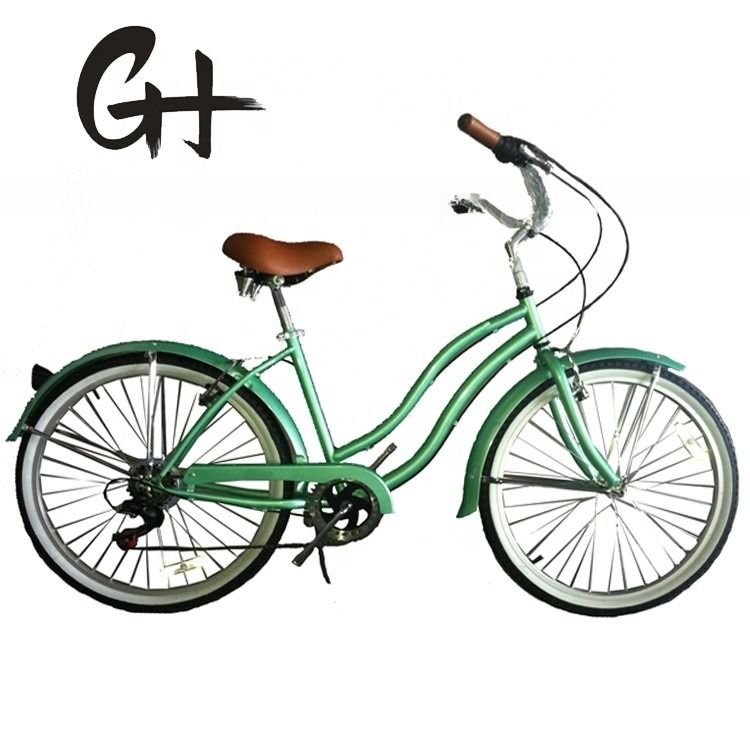 44Τ Κρανκσέτ 26*2,125&quot; Χρωματικό ελαστικό OEM ODM Shimano 7 ταχύτητες Lady Girl Beach Cruiser Bike