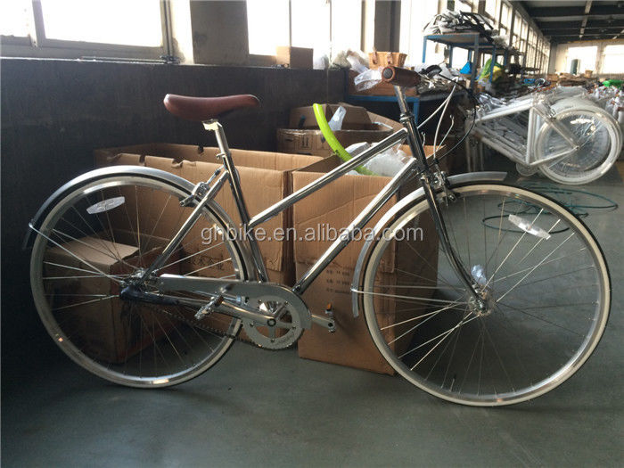 Lady Road Bike Inner 3 Speed Chrome Frame Πολιτικό ποδήλατο με χάλυβα υλικό πιρούνι 11KGS