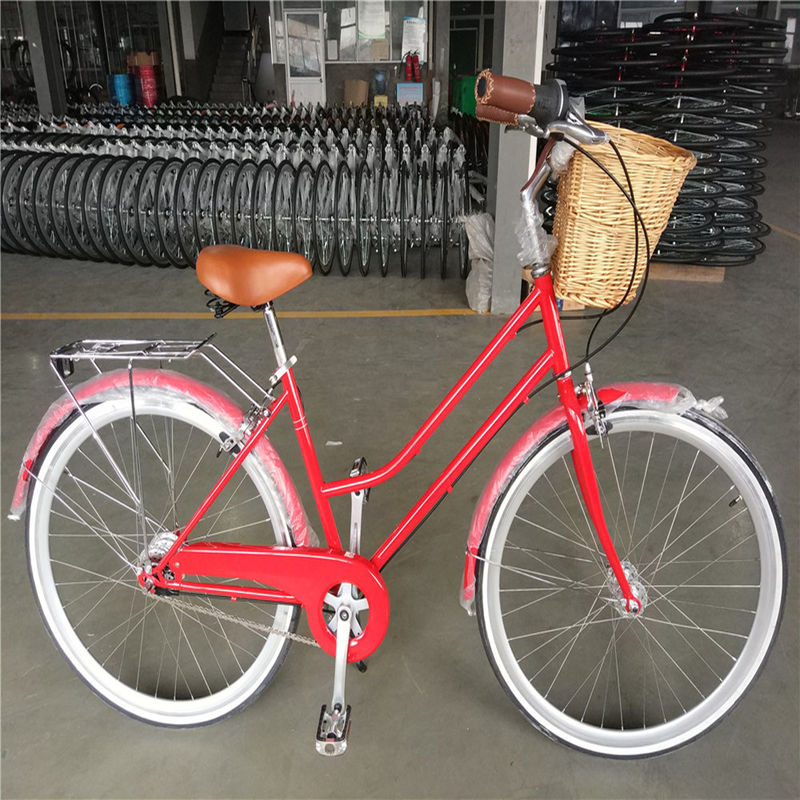 Βίντεζ Lady Bike με καλάθι κόκκινο χρώμα χαμηλό βήμα μέσω υβριδικού 5 ταχύτητας Comfort Cruiser