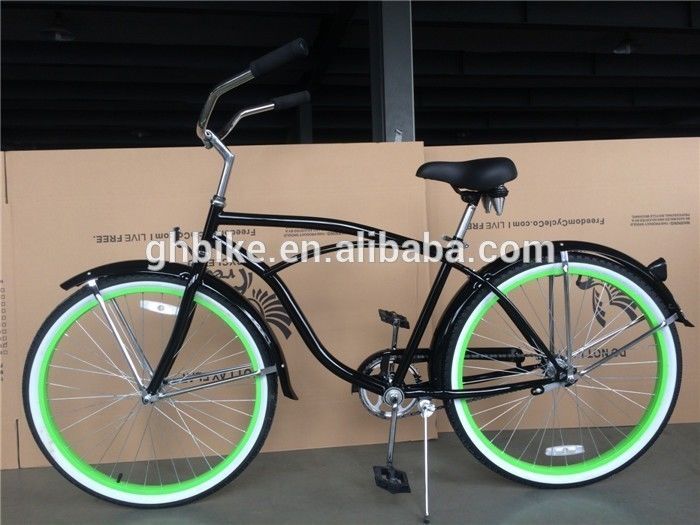 Πράσινο αλουμινίου κράμα Rim 26inch Cruiser ποδήλατο με χάλυβα υλικό πιρούνι και πράσινο χρώμα